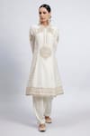 Buy_Sheetal Batra_White Kurta Chanderi  Salwar - Bamber Satin Dupatta Naazira Set _Online_at_Aza_Fashions