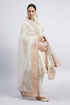 Buy_Sheetal Batra_White Kurta Chanderi  Salwar - Bamber Satin Dupatta Naazira Set _at_Aza_Fashions