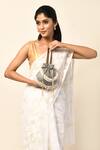 Shop_Nayaab by Aleezeh_Velvet Pearl Embellished Potli Bag_at_Aza_Fashions