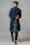 Buy_Smriti by Anju Agarwal_Blue Kurta Handloom Linen Pajama Pant Malai Cotton Tie Dye Set_at_Aza_Fashions