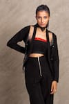 Buy_Chillosophy_Black European Crepe Lining Satin Textured Bandeau Crop Top  _Online_at_Aza_Fashions