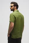 Shop_Terra Luna_Green 100% Linen Plain Terra Luna Rugby T-shirt _at_Aza_Fashions