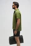 Terra Luna_Green 100% Linen Plain Terra Luna Rugby T-shirt _Online_at_Aza_Fashions