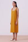 The Summer House_Yellow Organic Cotton Twill Jugo Shift Dress_Online_at_Aza_Fashions