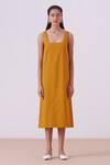 Buy_The Summer House_Yellow Organic Cotton Twill Jugo Shift Dress_Online_at_Aza_Fashions