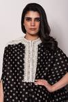 Shop_Vara By Vibha N Priti_Black , Satin Pearls Geometric Print Cape Tunic With Dhoti Pant _Online_at_Aza_Fashions