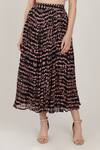 Buy_KoAi_Green Muslin Silk Abstract Print Pleated Skirt_Online_at_Aza_Fashions