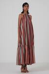 Buy_The Summer House_Multi Color Certified Organic Cotton Cambric Knox Stripe Pattern Dress_Online_at_Aza_Fashions