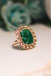 Ishhaara Green Diamonds, Stones Ruby Embellished Ring Online at Aza Fashions Ishhaara_Green Diamonds, Stones Ruby Embellished Ring_Online_at_Aza_Fashions