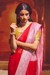 Buy_Paaprika_Red Banarasi Georgette Handwoven Zari Floral Pattern Kadhua Saree For Women_Online_at_Aza_Fashions
