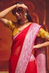 Shop_Paaprika_Red Banarasi Georgette Handwoven Zari Floral Pattern Kadhua Saree For Women_Online_at_Aza_Fashions