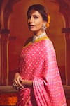 Shop_Paaprika_Pink Silk Handwoven Bandhani Pattern Saree _Online_at_Aza_Fashions