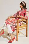 Sage Saga_Fuchsia Lawn Cotton Printed Garden Round Soha Long Kurta _Online_at_Aza_Fashions