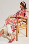 Sage Saga_Fuchsia Lawn Cotton Printed Floral Round Soha Garden Kurta Palazzo Set _Online_at_Aza_Fashions