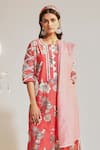 Shop_Sage Saga_Fuchsia Lawn Cotton Printed Floral Round Soha Garden Kurta Palazzo Set _Online_at_Aza_Fashions