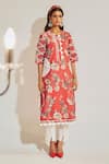 Shop_Sage Saga_Fuchsia Lawn Cotton Printed Garden Round Soha Long Kurta _Online_at_Aza_Fashions