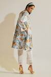 Buy_Sage Saga_Blue Linen Embroidery Soha Floral Print Kalidar Kurta For Kids_Online_at_Aza_Fashions