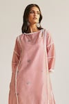 Buy_Sage Saga_Fuchsia Chanderi Printed Floral Overlap Keyhole Pihu Phiran Kurta And Palazzo Set _Online_at_Aza_Fashions