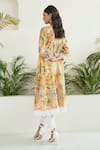 Sage Saga_Yellow Lawn Cotton Printed Floral Round Botanic Anarkali Palazzo Set _Online_at_Aza_Fashions