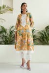 Buy_Sage Saga_Yellow Lawn Cotton Printed Floral Round Freesia Lace Lined Anarkali _Online_at_Aza_Fashions