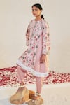 Sage Saga_Pink Embroidery, Mahgul Printed Kalidar Kurta For Kids_Online_at_Aza_Fashions