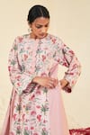 Buy_Sage Saga_Pink Cotton, Lace, Chanderi Tassels, Mahgul Printed Kalidar Kurta Salwar Set For Kids