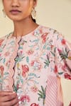 Sage Saga_Pink Embroidery, Mahgul Printed Kalidar Kurta For Kids_at_Aza_Fashions