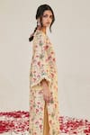 Buy_Sage Saga_Yellow Linen Embroidery, Lace Mahgul Floret Print Kurta For Kids_Online_at_Aza_Fashions