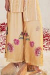 Shop_Sage Saga_Yellow Chanderi Printed Floral V Neck Mahgul Lace Work Kurta And Sharara Set _Online_at_Aza_Fashions