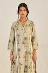 Sage Saga_Green Lawn Cotton Printed Tree V Neck Pihu Pattern Tunic _Online_at_Aza_Fashions