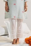 Sage Saga_Blue Chanderi Printed Floral Overlap Keyhole Pihu Phiran Kurta And Palazzo Set _Online_at_Aza_Fashions