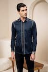 Buy_Abkasa_Blue Cotton Woven Stiped Embroidered Shirt  _Online_at_Aza_Fashions