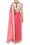 Shop_Nikasha_Pink Round Chiffon Silk Saree With Blouse For Women_at_Aza_Fashions