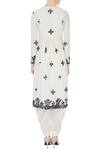 Shop_Kisneel By Pam_Ivory Pure Cotton Printed Round Neckline Patchwork Kurta With Dhoti Pants_at_Aza_Fashions