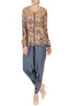 Buy_Natasha J_Beige Printed Tunic And Dhoti Pant Set_at_Aza_Fashions