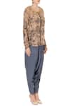 Natasha J_Beige Printed Tunic And Dhoti Pant Set_Online_at_Aza_Fashions