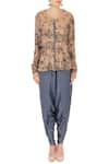 Shop_Natasha J_Beige Printed Tunic And Dhoti Pant Set_Online_at_Aza_Fashions