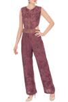 Buy_Natasha J_Purple Round Printed Jumpsuit For Women_at_Aza_Fashions