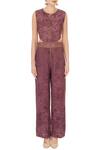Shop_Natasha J_Purple Round Printed Jumpsuit For Women_Online_at_Aza_Fashions