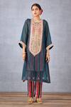 Buy_Torani_Blue Inner And Pant Velvet & Kurta Shabnami Revathi Sheer & Set _Online_at_Aza_Fashions