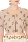 Natasha J_Beige Chanderi Lehenga Set_at_Aza_Fashions