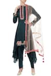 Buy_Priyanka Singh_Green Round Silk Asymmetric Kurta Set For Women_at_Aza_Fashions
