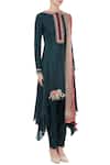 Priyanka Singh_Green Round Silk Asymmetric Kurta Set For Women_Online_at_Aza_Fashions