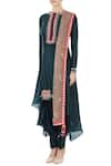 Buy_Priyanka Singh_Green Round Silk Asymmetric Kurta Set For Women_Online_at_Aza_Fashions