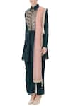 Buy_Priyanka Singh_Green Spread Collar Silk Kurta And Draped Pant Set  _Online_at_Aza_Fashions