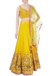 Buy_Priyanka Singh_Yellow Leaf Neck Embroidered Lehenga Set For Women_at_Aza_Fashions