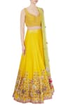 Priyanka Singh_Yellow Leaf Neck Embroidered Lehenga Set For Women_Online_at_Aza_Fashions