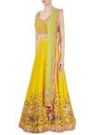 Buy_Priyanka Singh_Yellow Leaf Neck Embroidered Lehenga Set For Women_Online_at_Aza_Fashions