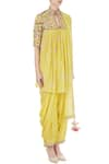 Priyanka Singh_Yellow Crepe Embroidered Resham Work Kurta Set  _Online_at_Aza_Fashions