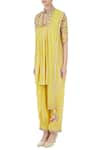 Buy_Priyanka Singh_Yellow Crepe Embroidered Resham Work Kurta Set  _Online_at_Aza_Fashions